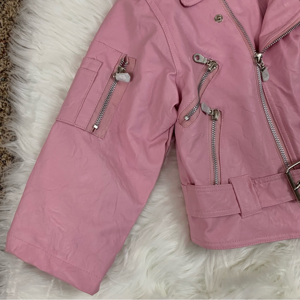NEW Outdoor Habitat Pink Girls Biker Bomber Leather Jacket - Picture 4 of 13
